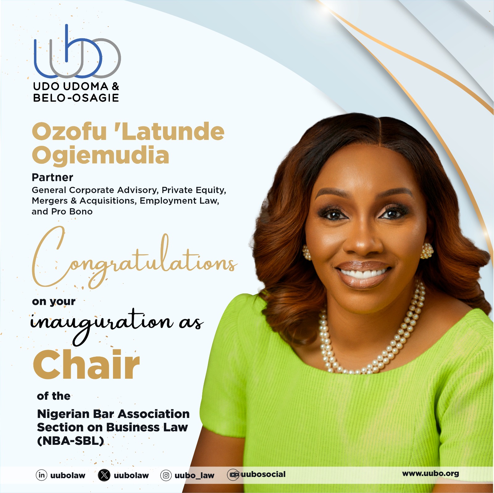 Ozofu 'Latunde Ogiemudia Inaugurated as Chair of the Nigerian Bar Association Section on Business Law (NBA-SBL)